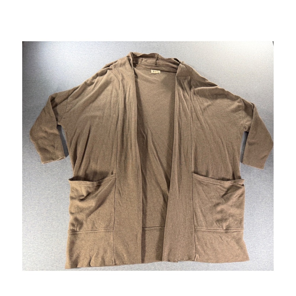 Pact Organic Cotton Open Front Cardigan Brown XS/S Oversized Pocket Sweater